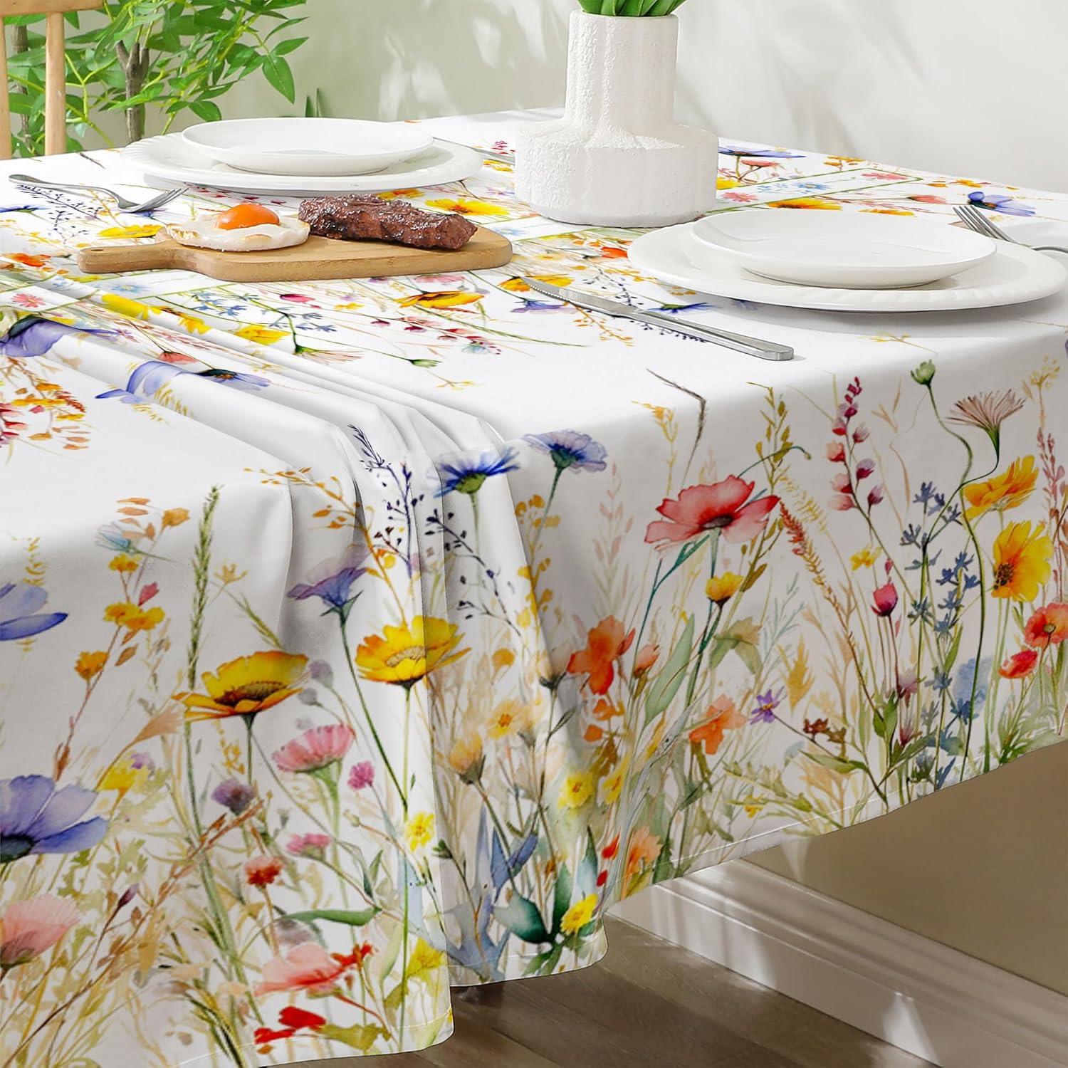 Spring Tablecloth 60x84 Inch for Rectangle Tables - Blooming Flower Spring Decorations for Home - Water Resistant Flower Table Cloth for Party,Table